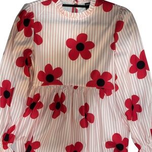 Baby Doll Floral & Striped Blouse Size M